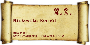 Miskovits Kornél névjegykártya